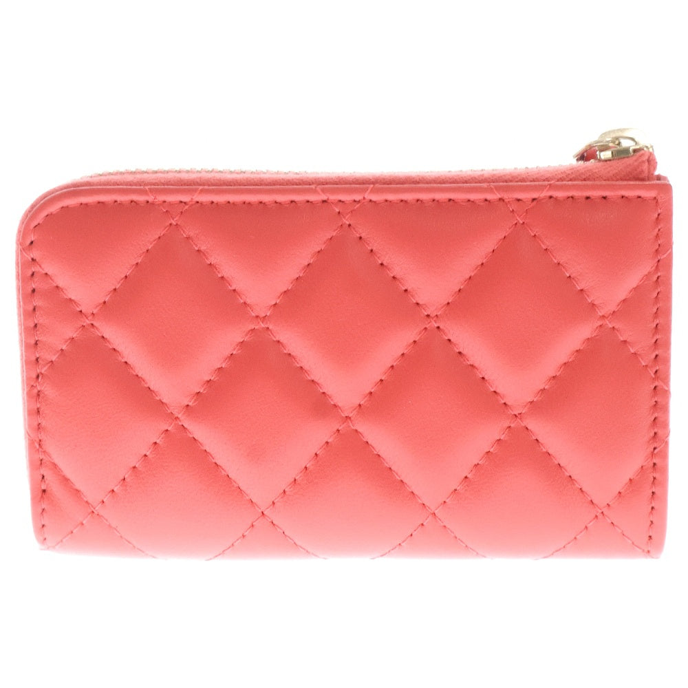 CHANEL(シャネル) マトラッセ フラグメントコインケース レッド ラムスキン レザー ゴールド金具 小物入れ ポーチ 財布