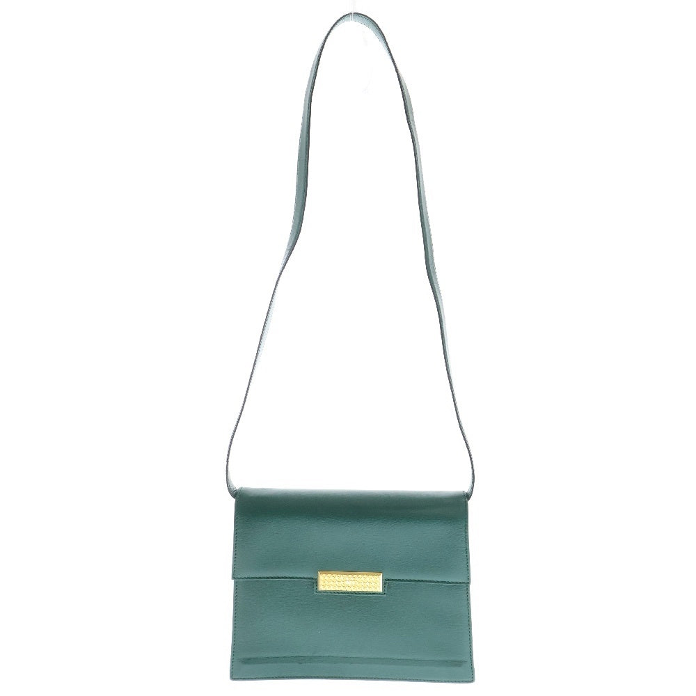 Christian Dior(クリスチャンディオール) ヴィンテージ 千鳥格子金具 ショルダーバッグ グリーン レザー ゴールド金具