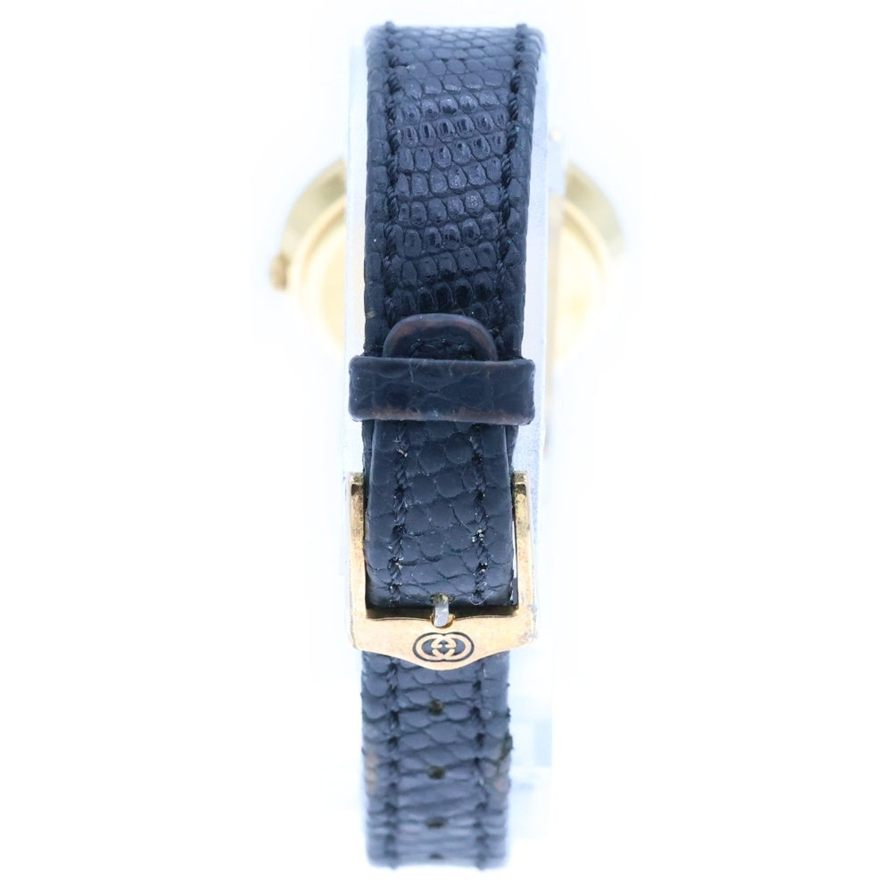 GUCCI(グッチ) 3000L ラウンド腕時計 黒文字盤 SS QZ ステンレス クォーツ レディース