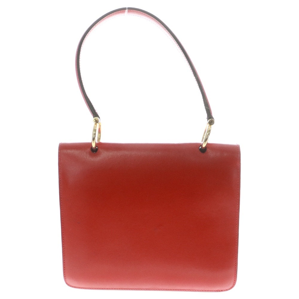 CELINE(セリーヌ) ダブルフラップ トップハンドル ハンドバッグ レッド レザー