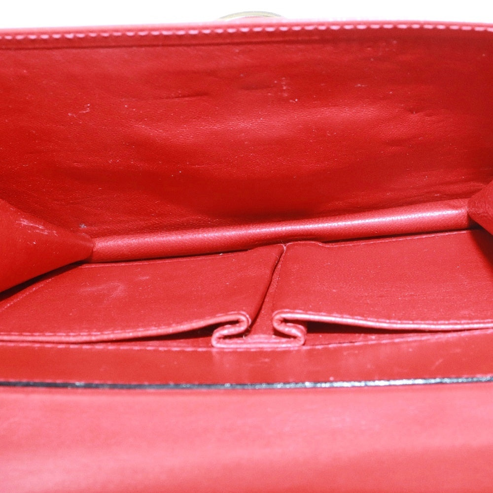 CELINE(セリーヌ) ダブルフラップ トップハンドル ハンドバッグ レッド レザー