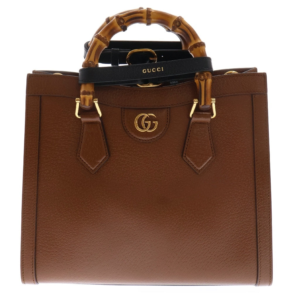 GUCCI(グッチ) バンブー ダイアナ スモールトート ハンドバッグ ショルダーバッグ 2WAYバッグ 斜め掛けバッグ ブラウン ゴールド金具 レザー 702721