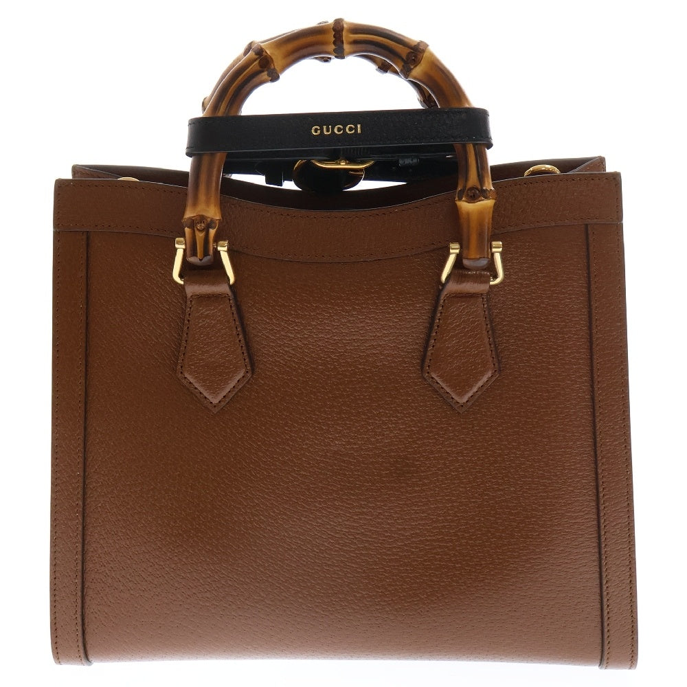 GUCCI(グッチ) バンブー ダイアナ スモールトート ハンドバッグ ショルダーバッグ 2WAYバッグ 斜め掛けバッグ ブラウン ゴールド金具 レザー 702721
