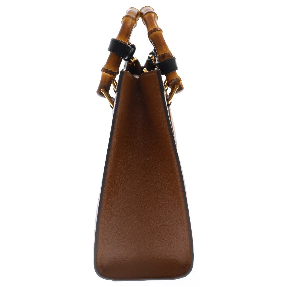 GUCCI(グッチ) バンブー ダイアナ スモールトート ハンドバッグ ショルダーバッグ 2WAYバッグ 斜め掛けバッグ ブラウン ゴールド金具 レザー 702721