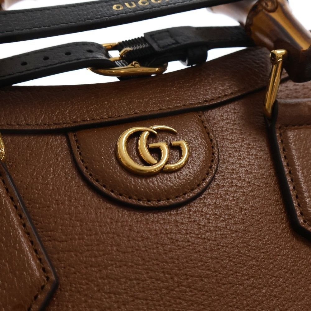 GUCCI(グッチ) バンブー ダイアナ スモールトート ハンドバッグ ショルダーバッグ 2WAYバッグ 斜め掛けバッグ ブラウン ゴールド金具 レザー 702721