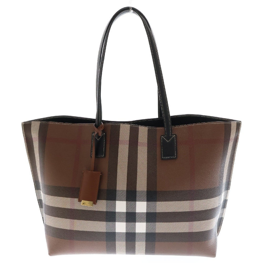 BURBERRY(バーバリー) トートバッグ チェック 肩掛けバッグ ブラウン PVCレザー8069659