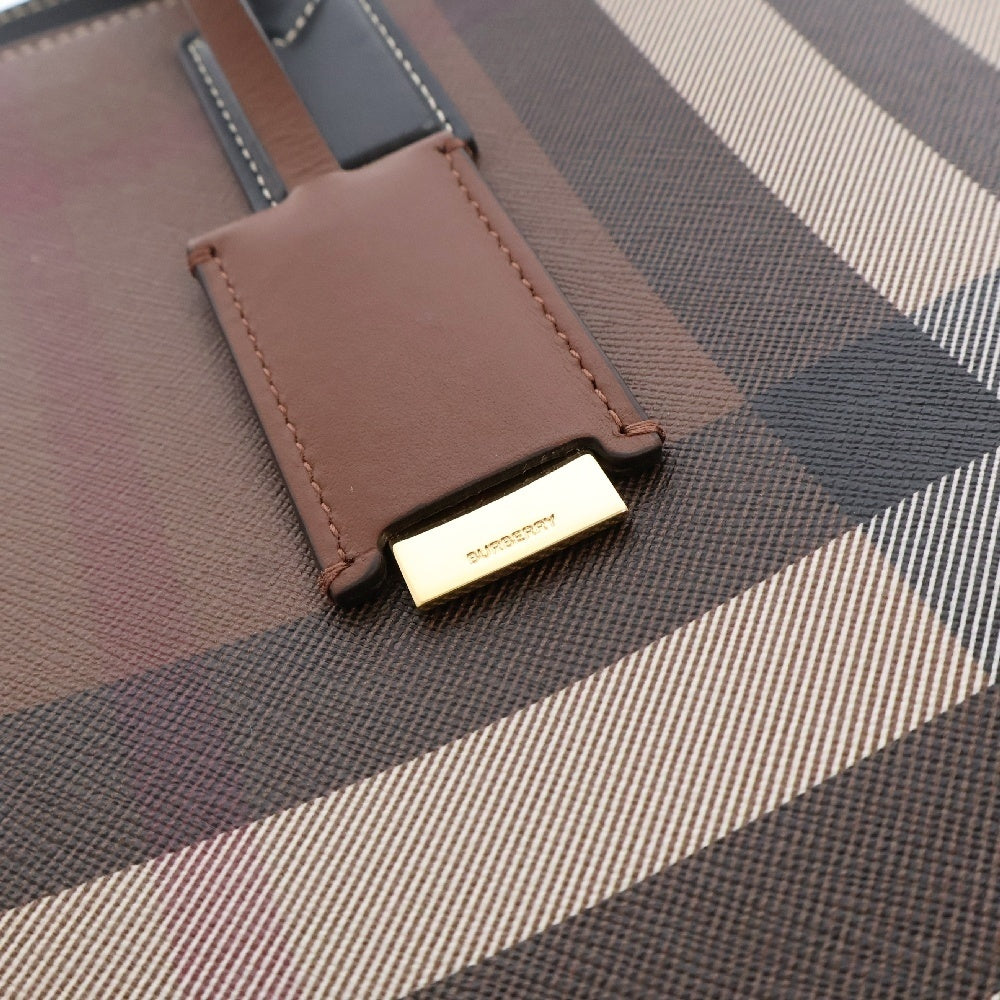 BURBERRY(バーバリー) トートバッグ チェック 肩掛けバッグ ブラウン PVCレザー8069659