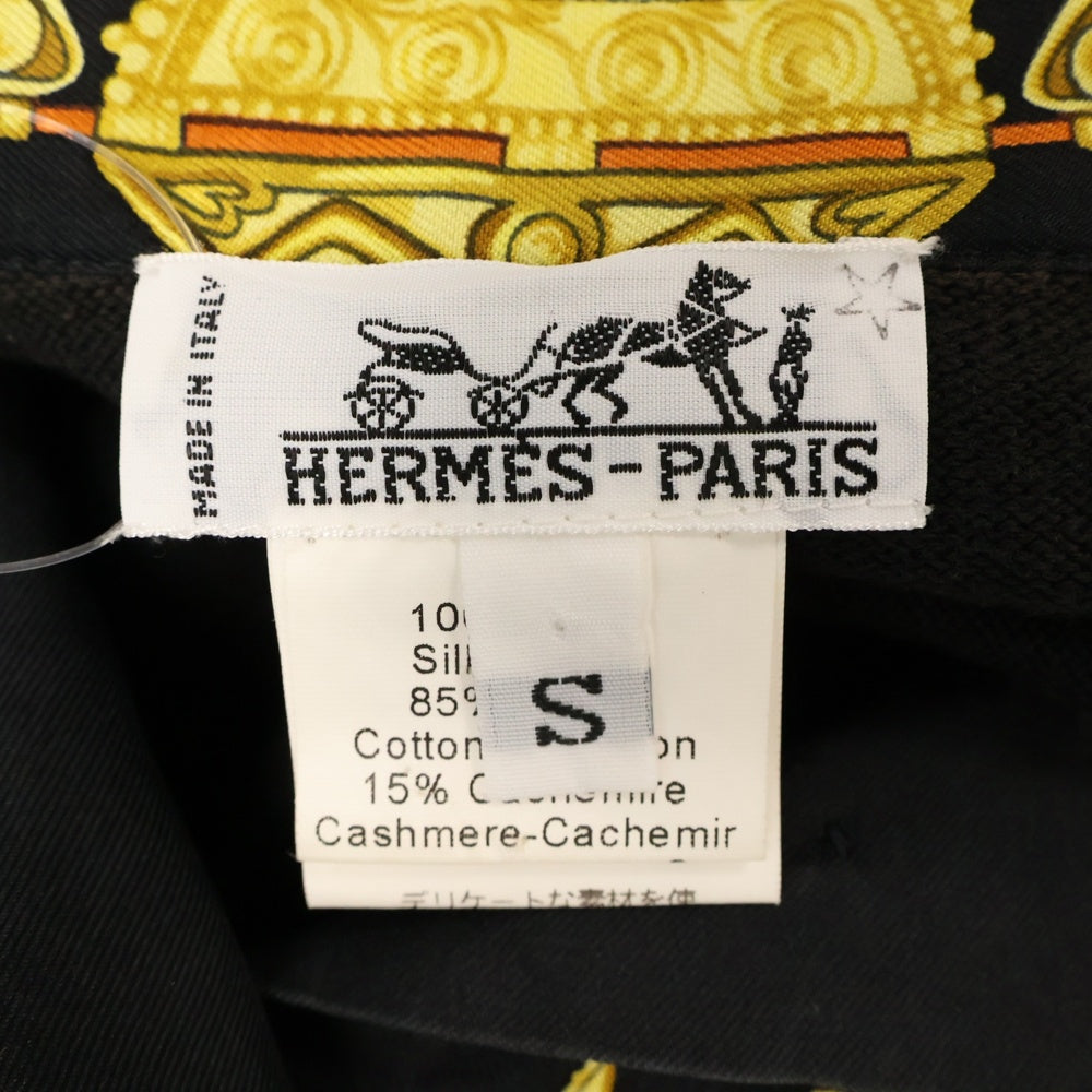 HERMES(エルメス) Parures Des Sables セリエボタン シルク半袖シャツ ブラック レディース