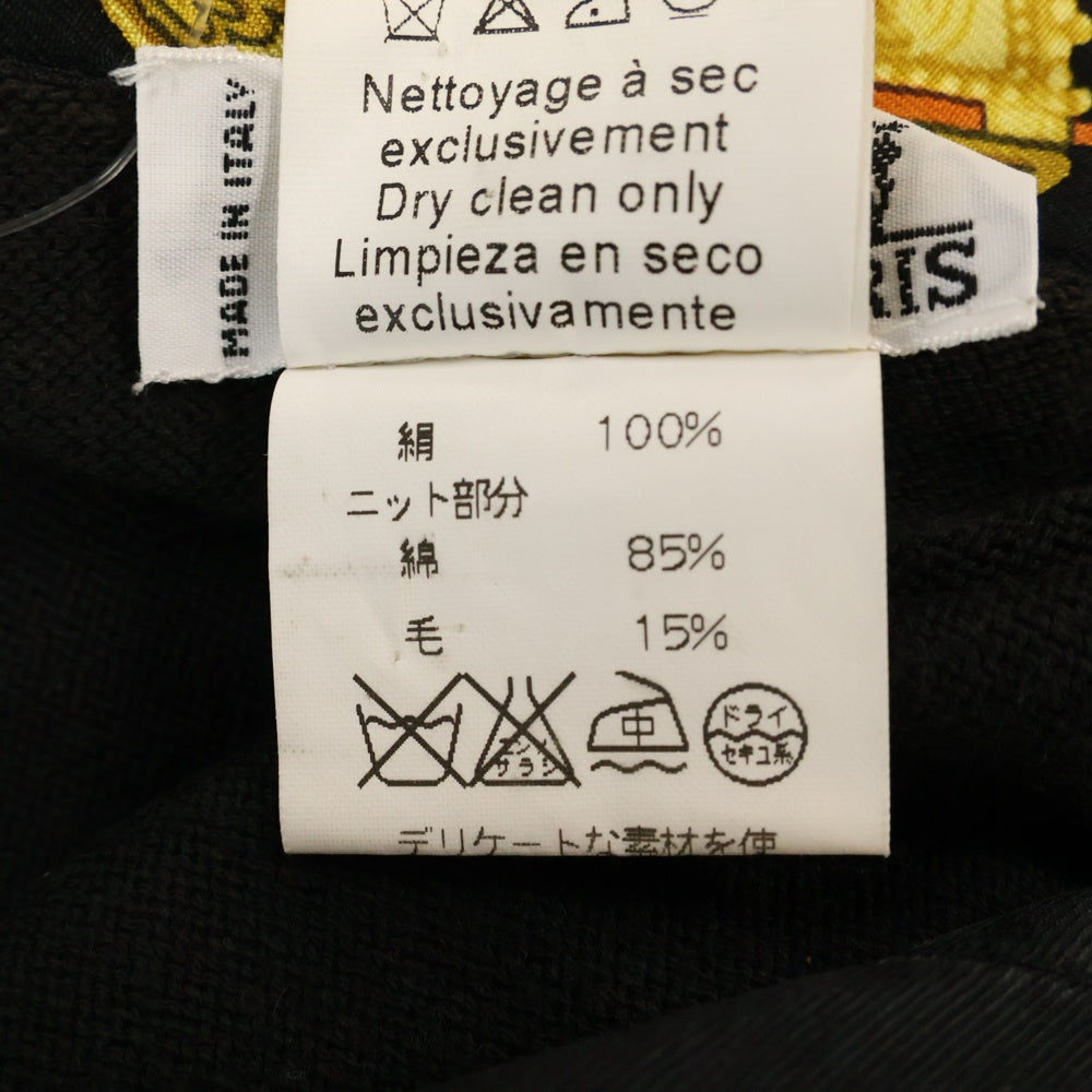 HERMES(エルメス) Parures Des Sables セリエボタン シルク半袖シャツ ブラック レディース