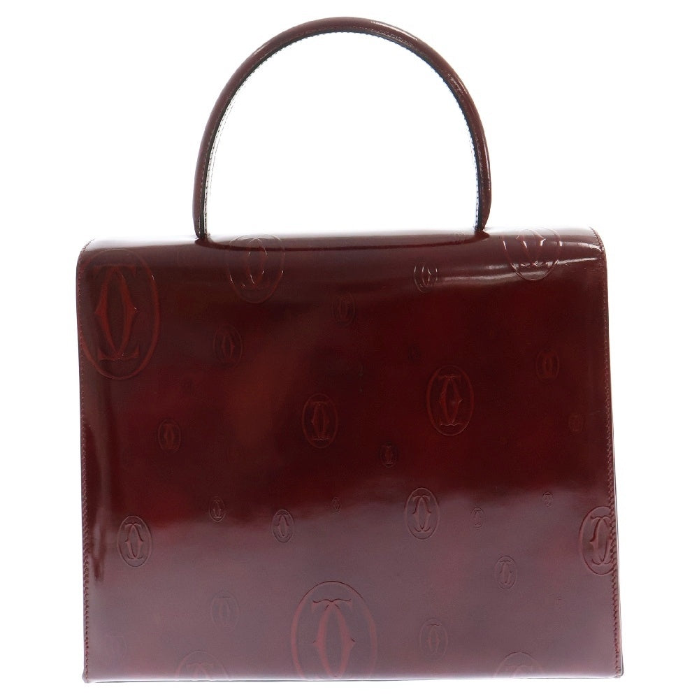 Cartier(カルティエ) ハッピーバースデー ハンドバッグ レッド ボルドー パテントレザー エナメル