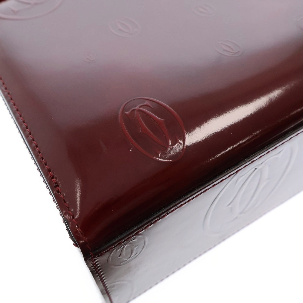 Cartier(カルティエ) ハッピーバースデー ハンドバッグ レッド ボルドー パテントレザー エナメル