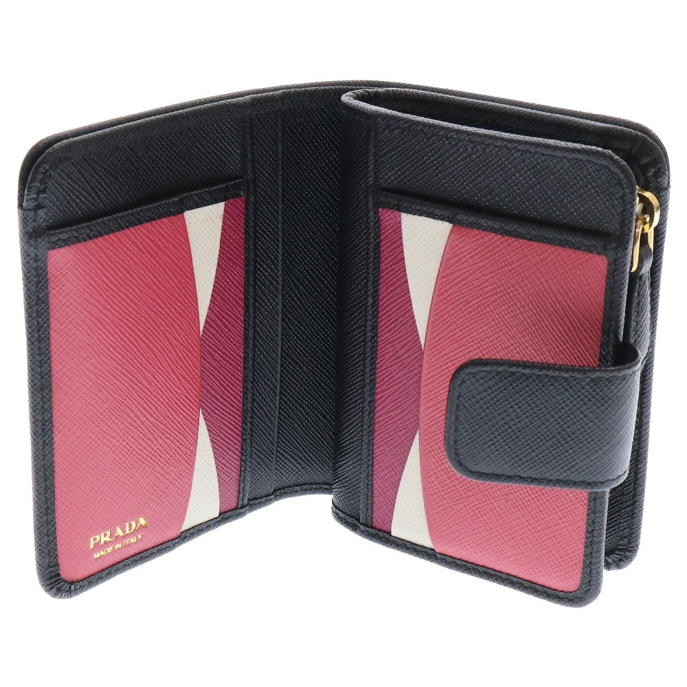 PRADA(プラダ) サフィアーノ 二つ折り財布 1ML018 ブラック レザー コンパクトウォレット