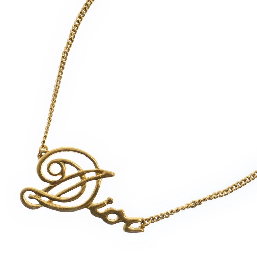Christian Dior(クリスチャンディオール) ロゴ ネックレス GP ゴールド ペンダント アクセサリー