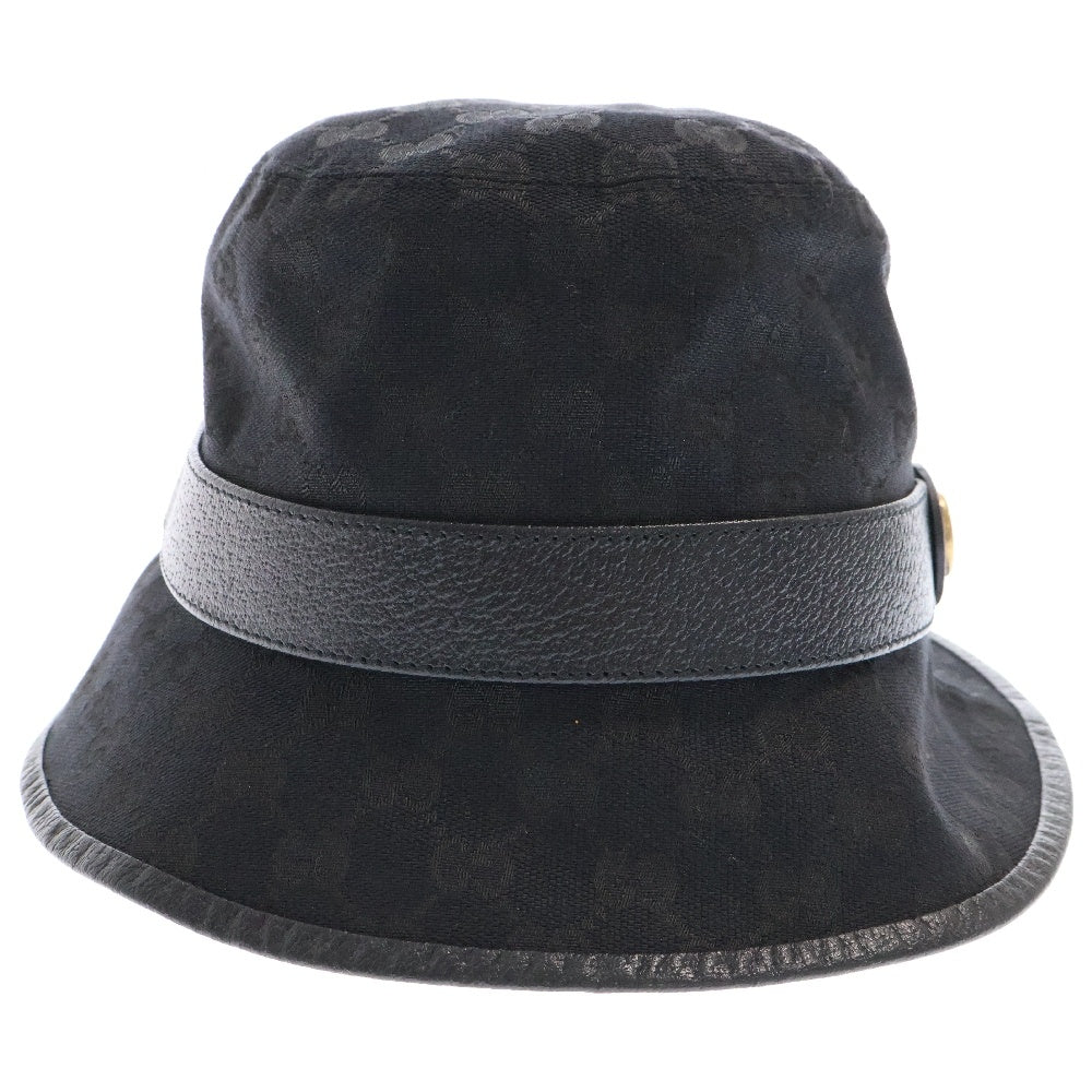 GUCCI(グッチ) GGキャンバス バケットハット ブラック コットン 576587 帽子