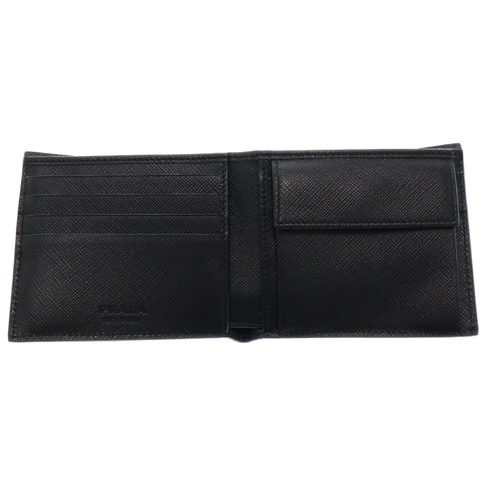 PRADA(プラダ) サフィアーノ 二つ折り財布 ブラック レザー 2M0738 コンパクトウォレット
