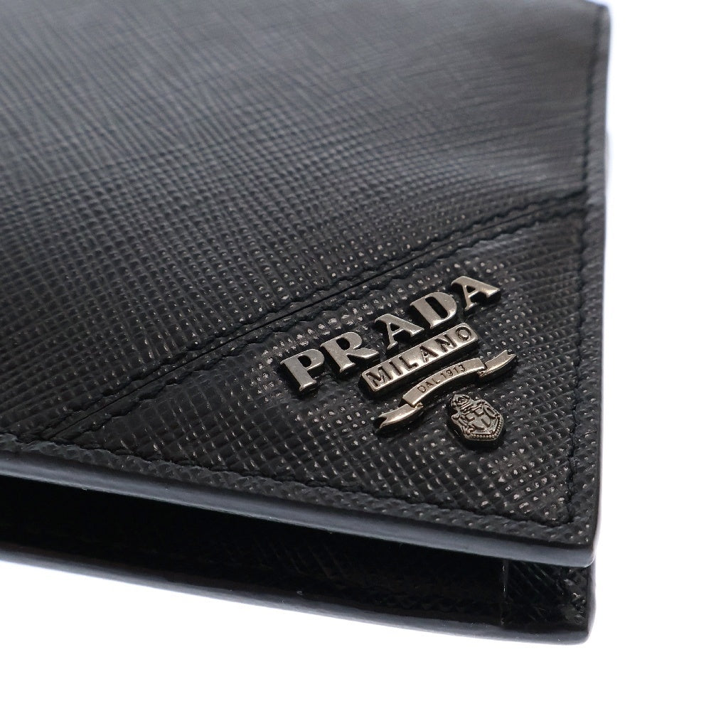 PRADA(プラダ) サフィアーノ 二つ折り財布 ブラック レザー 2M0738 コンパクトウォレット