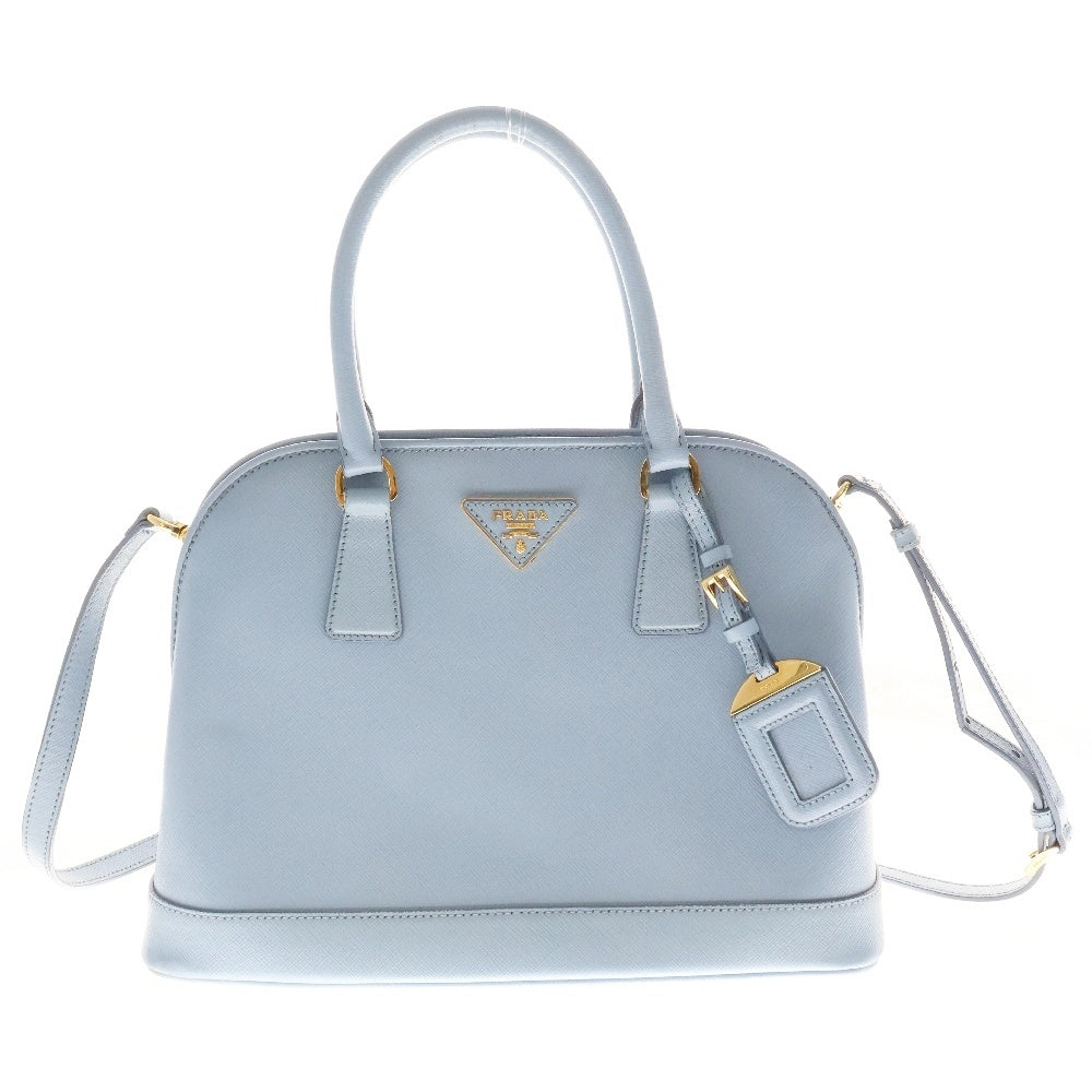 PRADA(プラダ) ロゴトライアングルプレート サフィアーノ レザー2WAYハンドバッグ ショルダーバッグ ブルー BN2567
