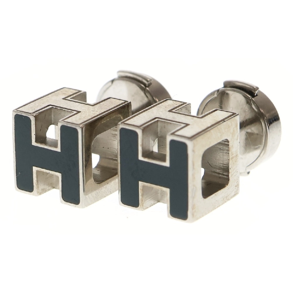 HERMES(エルメス) Hキューブ ピアス グリーン メタル シルバー金具 アクセサリー
