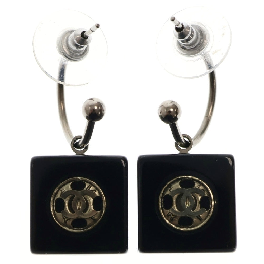 CHANEL(シャネル) ココマーク キューブピアス ブラック×シルバー プラ×GP アクセサリー 03A