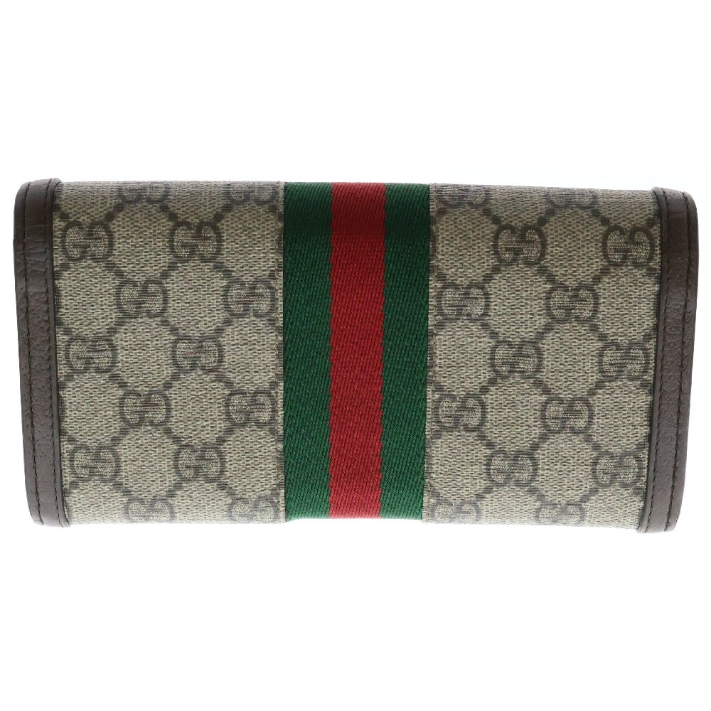GUCCI(グッチ) GGスプリーム オフィディア 長財布 ベージュ×ブラウン PVCレザー シェリーライン 523153