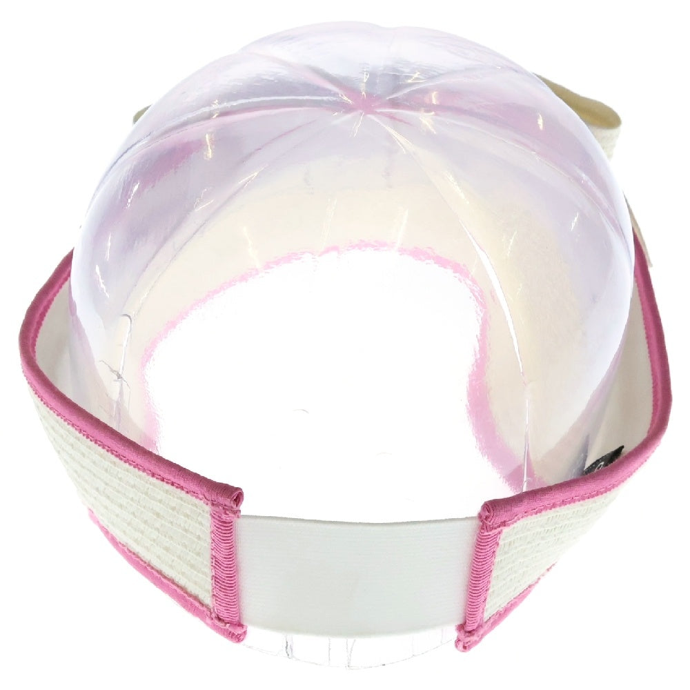 CHANEL(シャネル) ココマーク リボン サンバイザー ホワイト×ピンクキャンバス 帽子 レディース