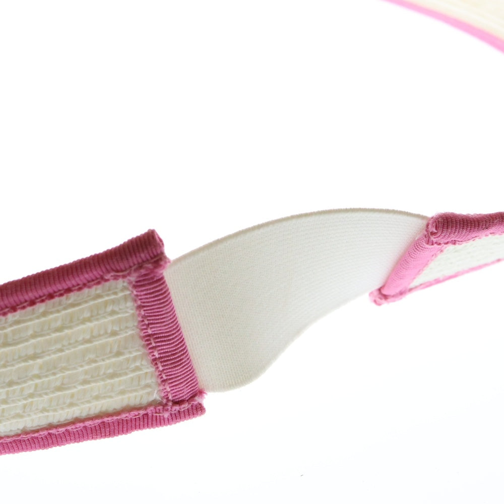 CHANEL(シャネル) ココマーク リボン サンバイザー ホワイト×ピンクキャンバス 帽子 レディース