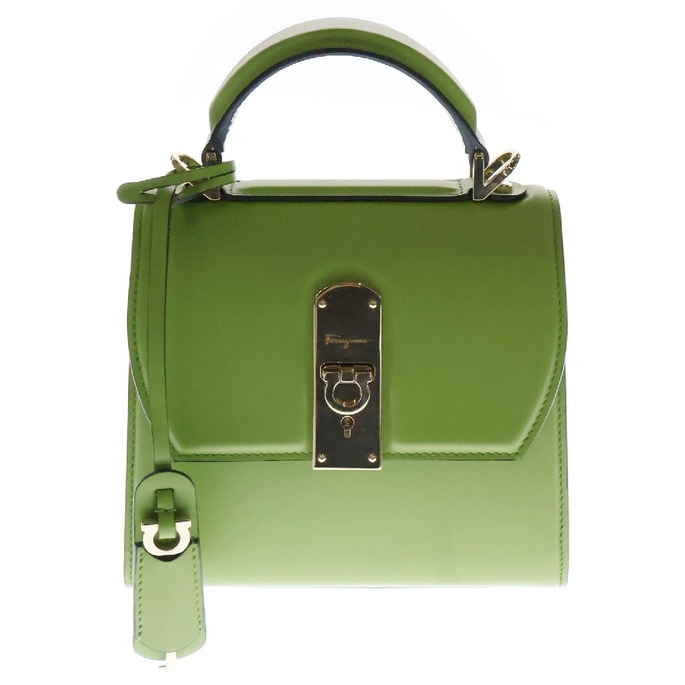Salvatore Ferragamo(サルヴァトーレ フェラガモ) Boxyz ボクシィズ ガンチーニ 2wayバッグ トップハンドル グリーン レザー 21H647