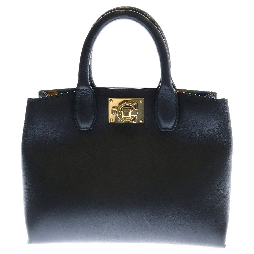 Salvatore Ferragamo(サルヴァトーレ フェラガモ) スタジオ ミニ ハンドバッグ カラフルデザイン 黒 レザー ガンチーニ