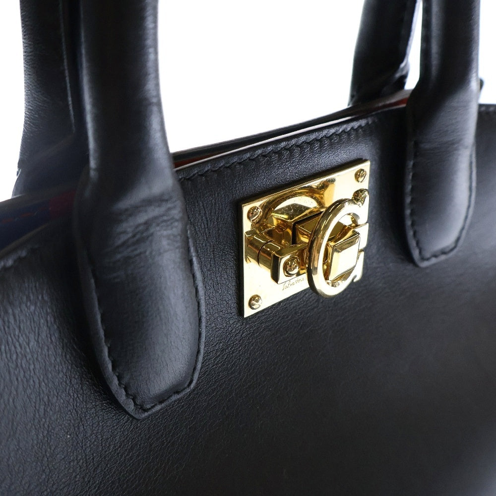 Salvatore Ferragamo(サルヴァトーレ フェラガモ) スタジオ ミニ ハンドバッグ カラフルデザイン 黒 レザー ガンチーニ