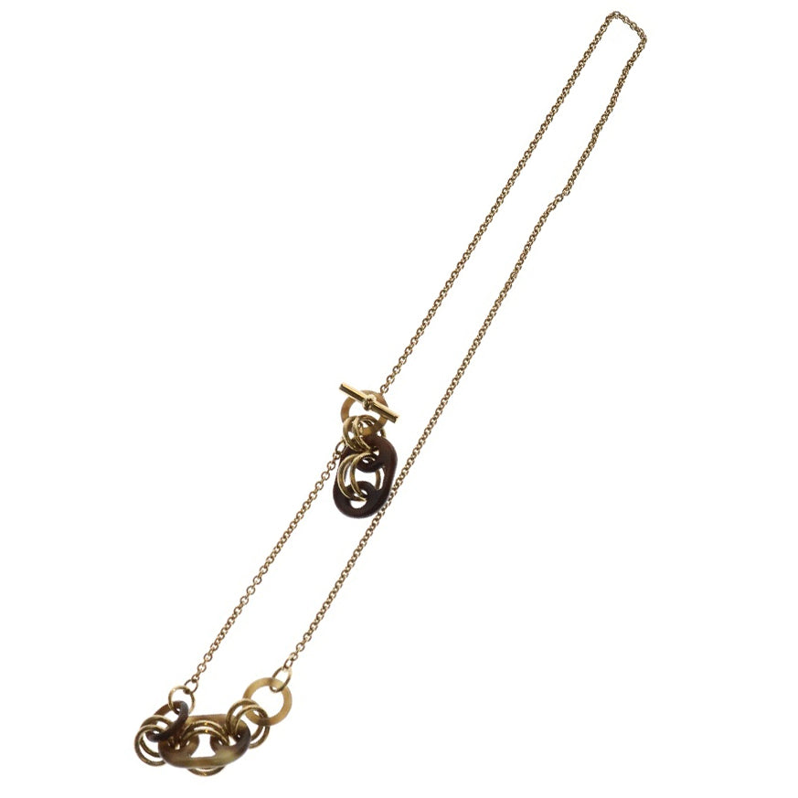 HERMES(エルメス) ユリディス バッファローホーン ネックレス ゴールド×ブラウン GP ペンダント アクセサリー