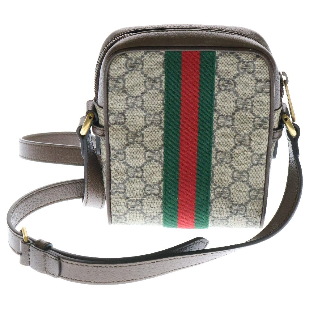 GUCCI(グッチ) GGスプリーム オフディア ショルダーバッグ ブラウン PVCレザー ポシェットバッグ 598127