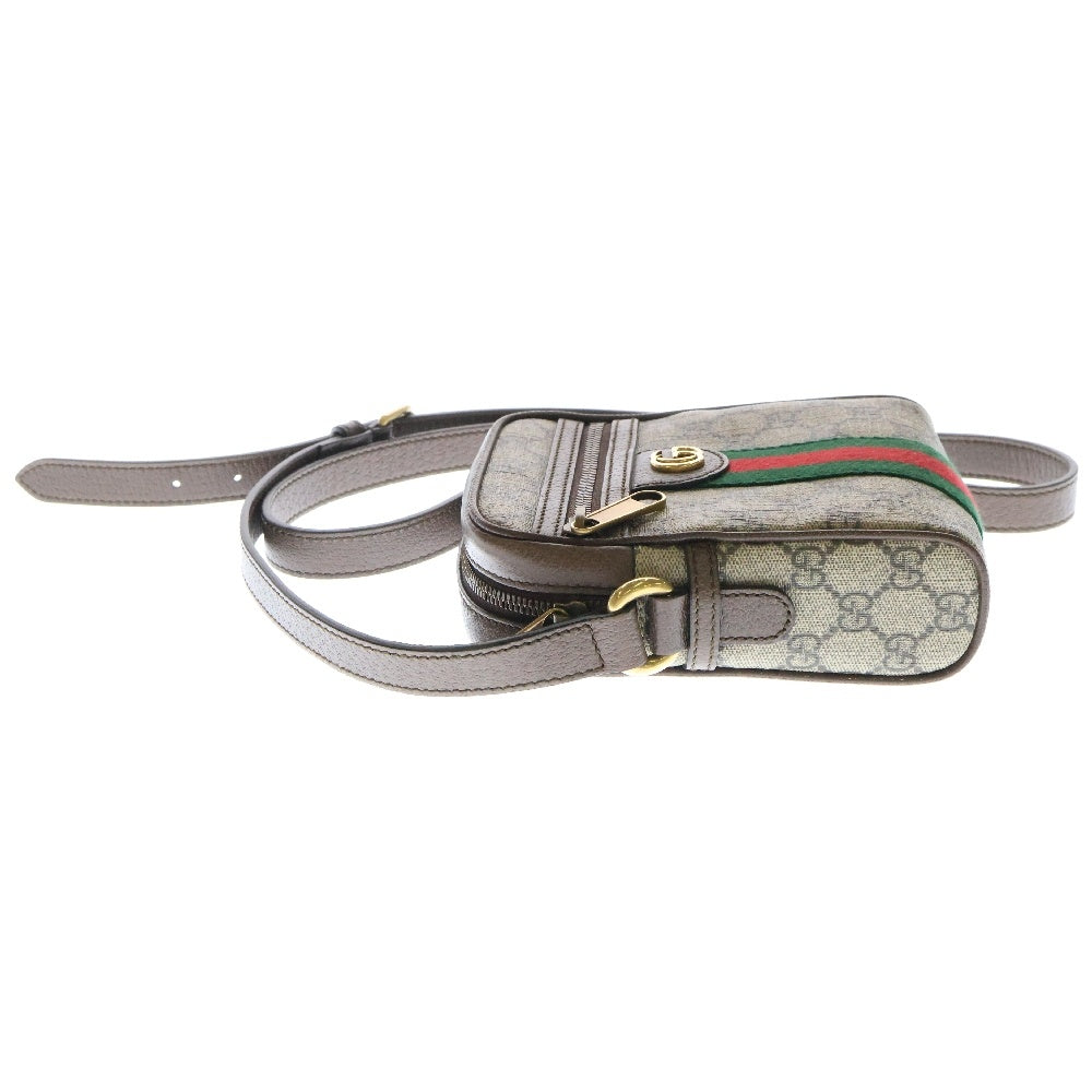 GUCCI(グッチ) GGスプリーム オフディア ショルダーバッグ ブラウン PVCレザー ポシェットバッグ 598127