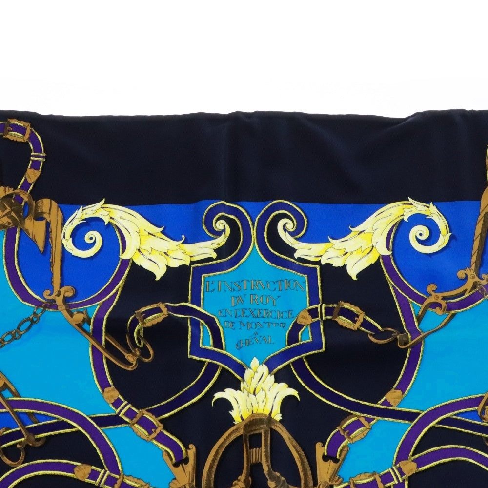 HERMES(エルメス) カレ90 Par Mefsire ANTOINE DE PLVVINEL 馬具 シルクスカーフ ネイビー
