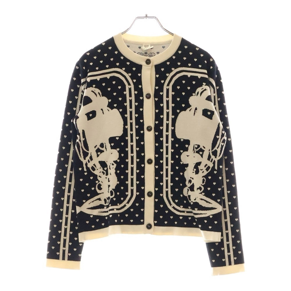 HERMES(エルメス) BRIDES de GALA カーディガン トップス ブラック 総柄 カシミヤ×シルク #36 レディース