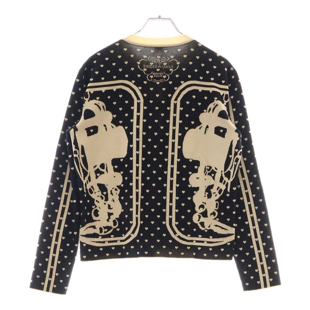HERMES(エルメス) BRIDES de GALA カーディガン トップス ブラック 総柄 カシミヤ×シルク #36 レディース