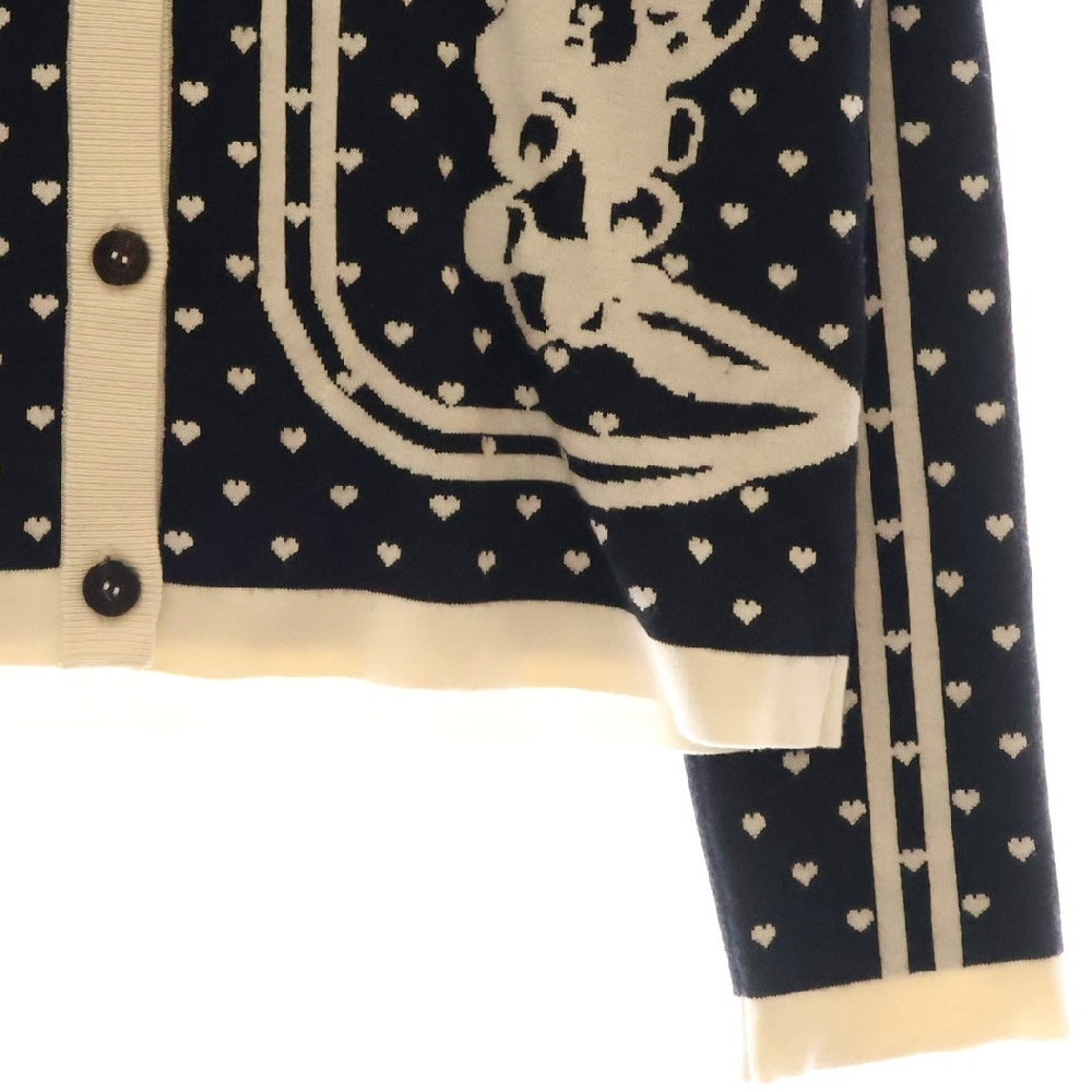 HERMES(エルメス) BRIDES de GALA カーディガン トップス ブラック 総柄 カシミヤ×シルク #36 レディース