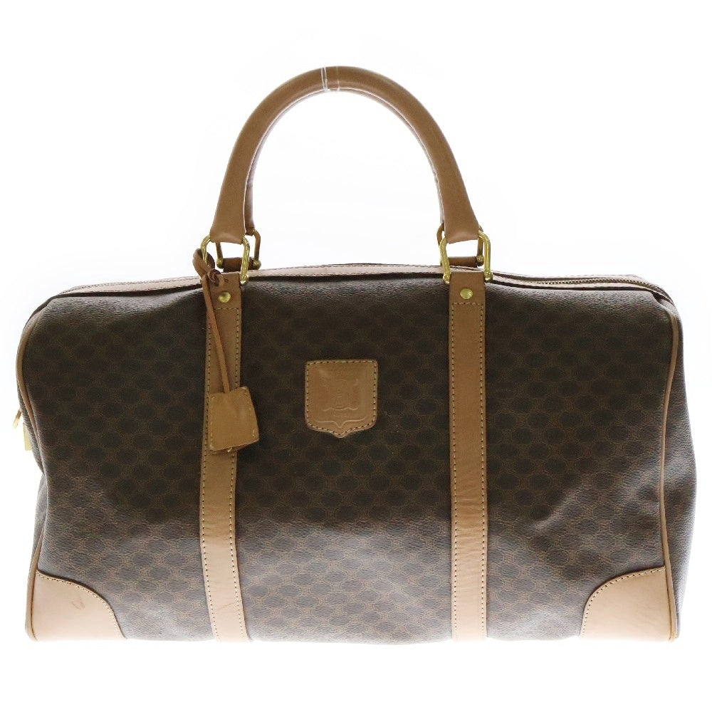 CELINE(セリーヌ) マカダム ボストンバッグ PVC×レザー ブラウン ハンドバッグ