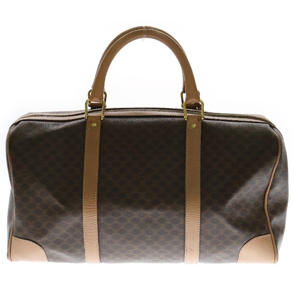 CELINE(セリーヌ) マカダム ボストンバッグ PVC×レザー ブラウン ハンドバッグ