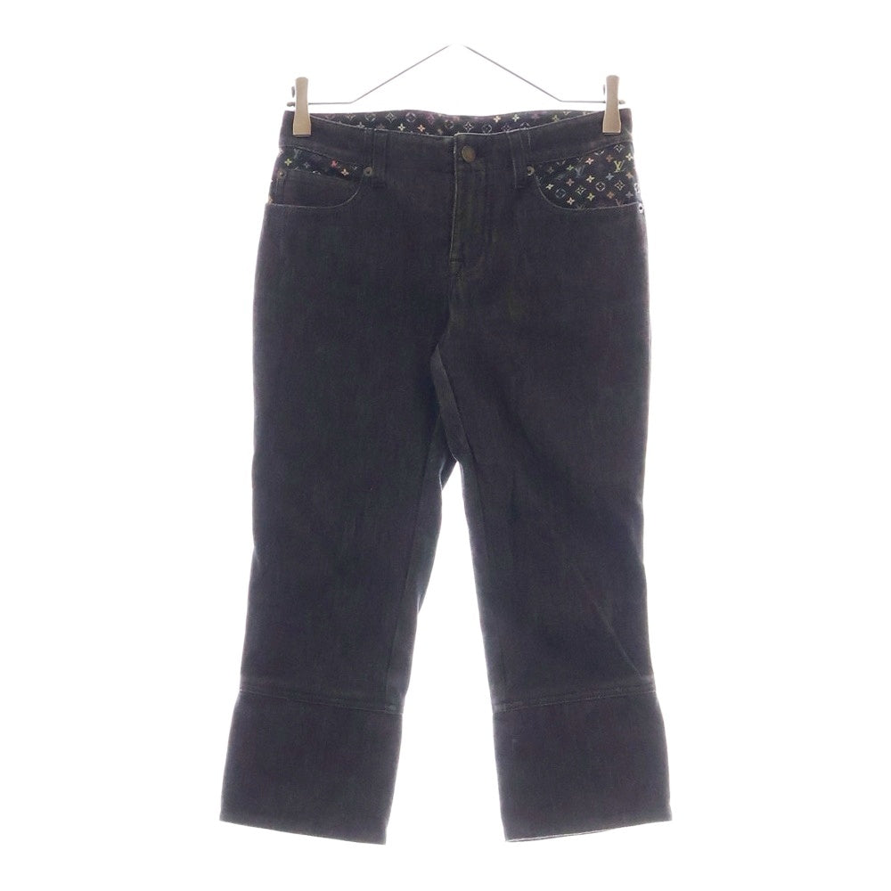 LOUIS VUITTON(ルイヴィトン) モノグラム ステッチ切替 クロップドデニム グレー×マルチ レディース RW111W WOPA02DAZ