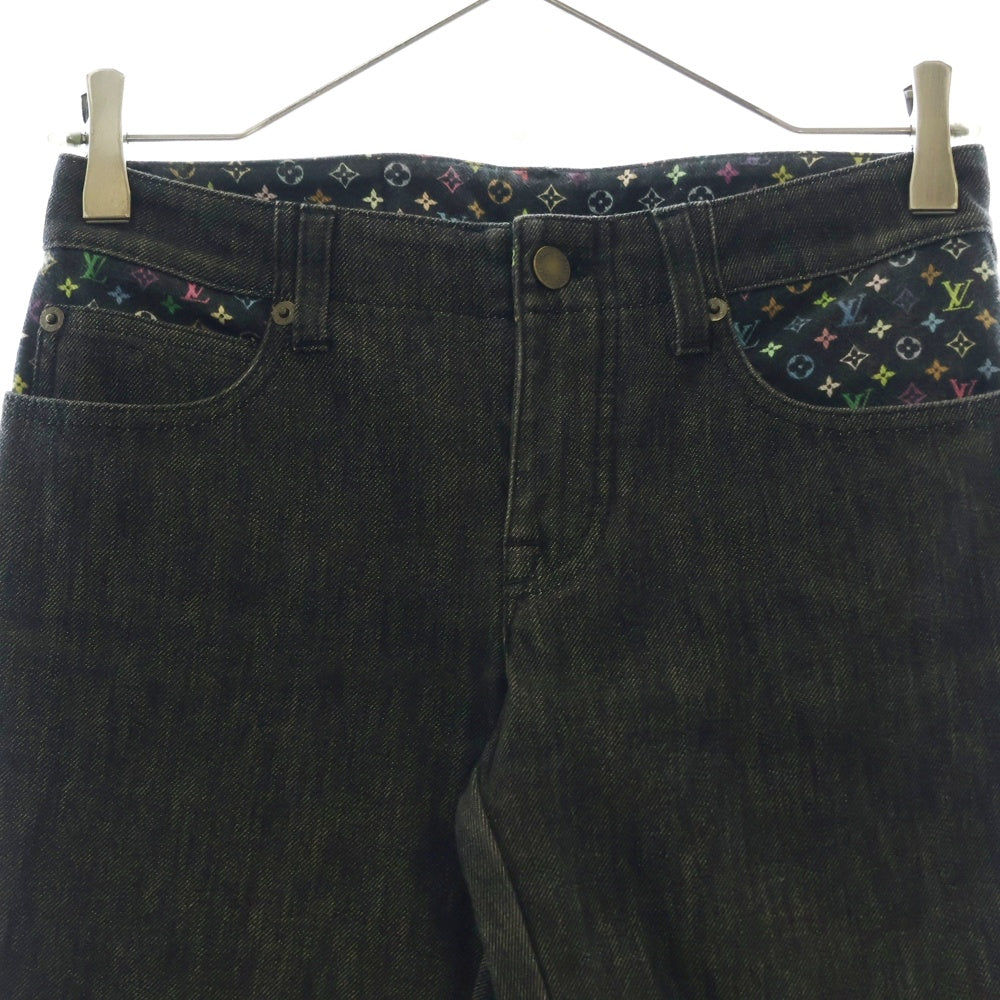 LOUIS VUITTON(ルイヴィトン) モノグラム ステッチ切替 クロップドデニム グレー×マルチ レディース RW111W WOPA02DAZ