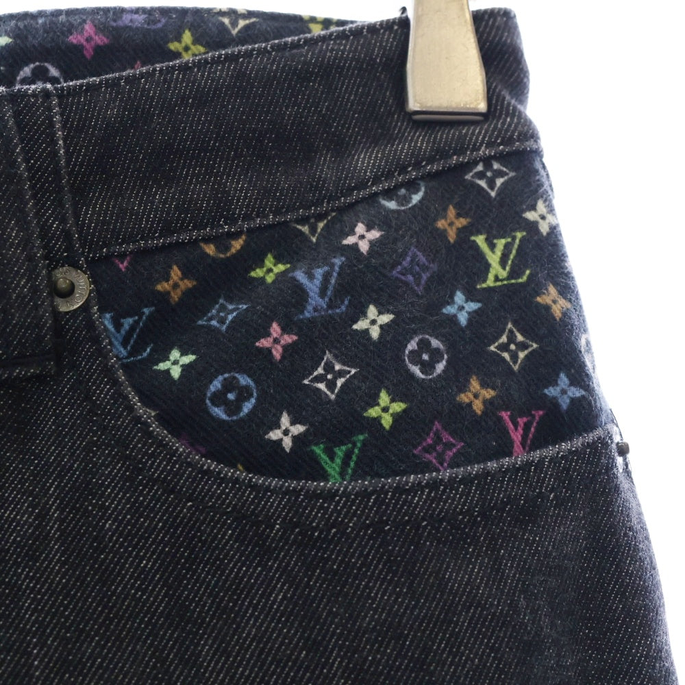 LOUIS VUITTON(ルイヴィトン) モノグラム ステッチ切替 クロップドデニム グレー×マルチ レディース RW111W WOPA02DAZ