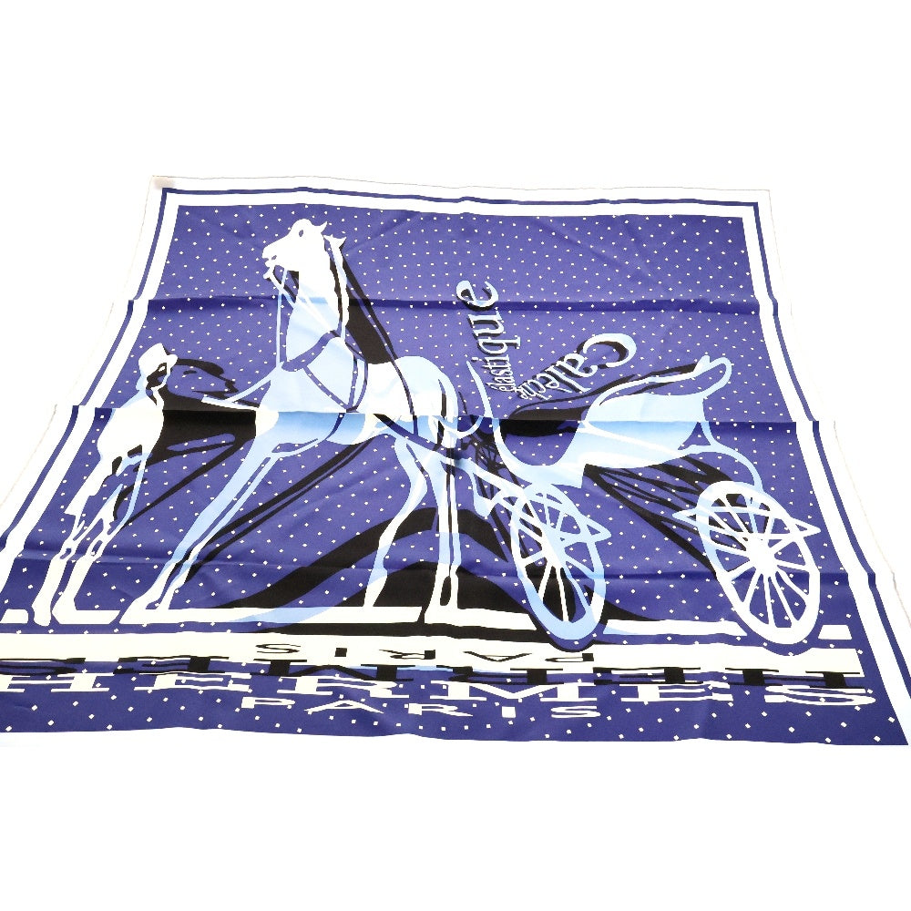 HERMES(エルメス) カレ90 CALE CHE ELASTIQE カレーシュ エラスティック ブルー シルク スカーフ
