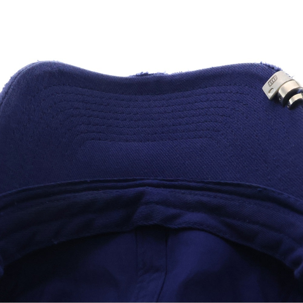 BALENCIAGA(バレンシアガ) 帽子 キャンペーンロゴ刺繍 ダメージ加工 ピアス ベースボールキャップ ブルー コットン #L 766855 410B2