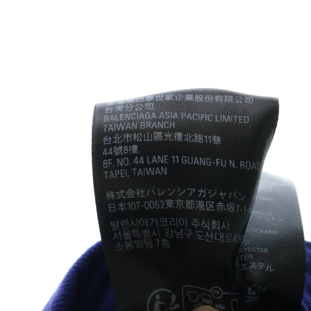 BALENCIAGA(バレンシアガ) 帽子 キャンペーンロゴ刺繍 ダメージ加工 ピアス ベースボールキャップ ブルー コットン #L 766855 410B2