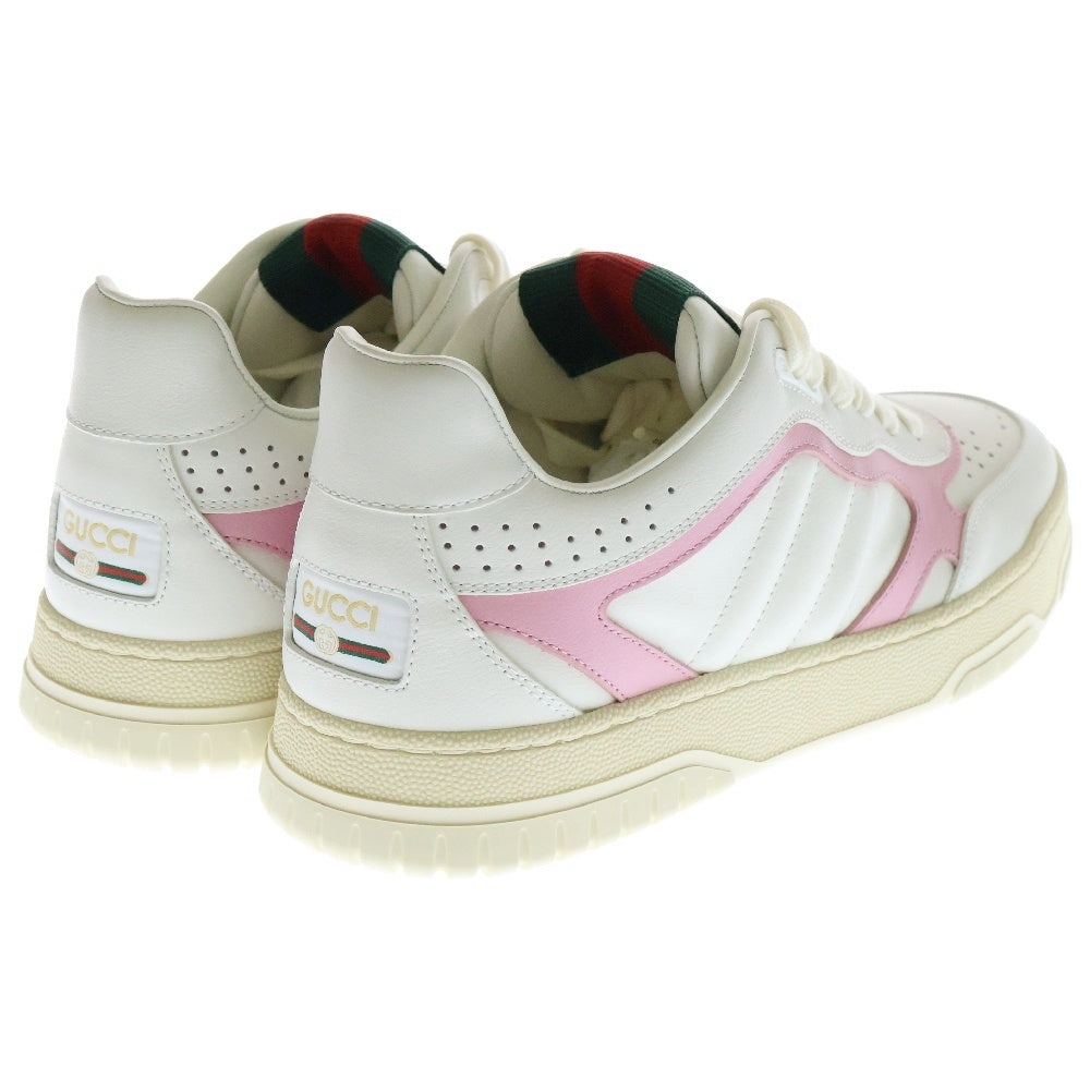 GUCCI(グッチ) Re-Web リウェブ レザースニーカー シューズ ホワイト×ピンク レディース 785728 AADRT 9078