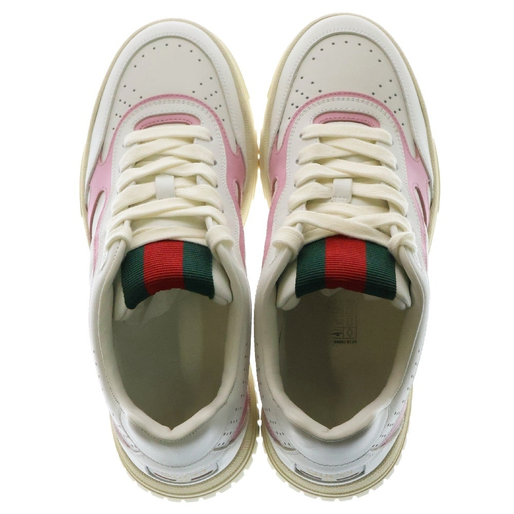 GUCCI(グッチ) Re-Web リウェブ レザースニーカー シューズ ホワイト×ピンク レディース 785728 AADRT 9078