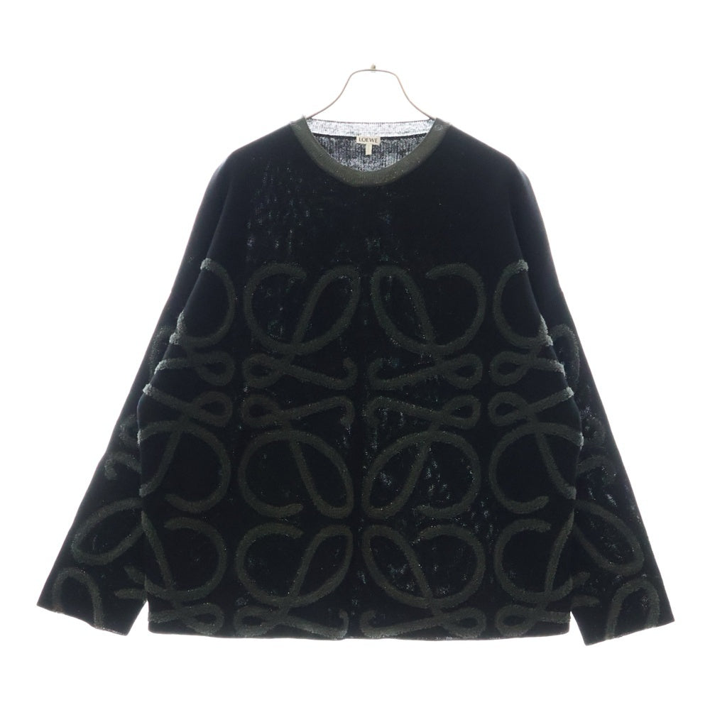 LOEWE(ロエベ) 22AW アナグラム ジャガード セーター 黒×グレー コットン リネン H526Y14KAS