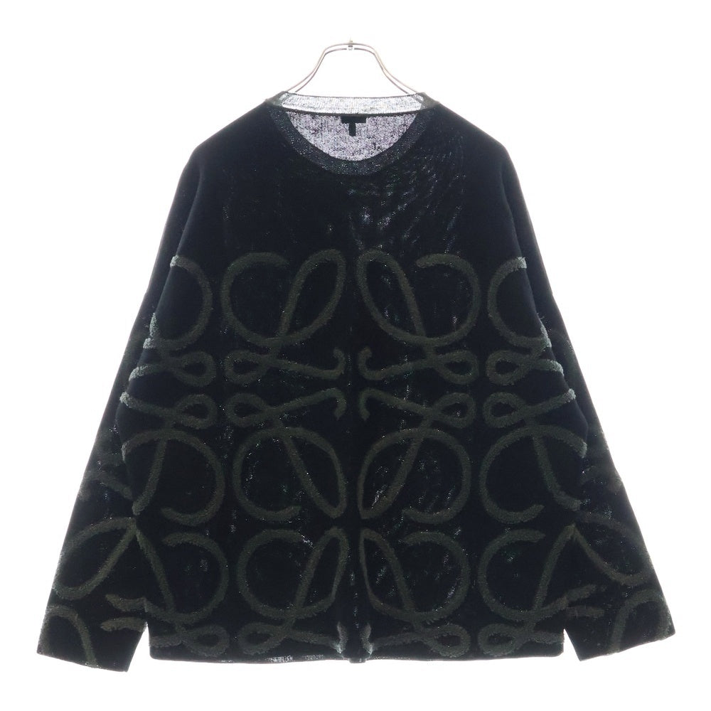 LOEWE(ロエベ) 22AW アナグラム ジャガード セーター 黒×グレー コットン リネン H526Y14KAS