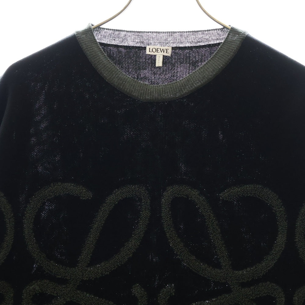 LOEWE(ロエベ) 22AW アナグラム ジャガード セーター 黒×グレー コットン リネン H526Y14KAS