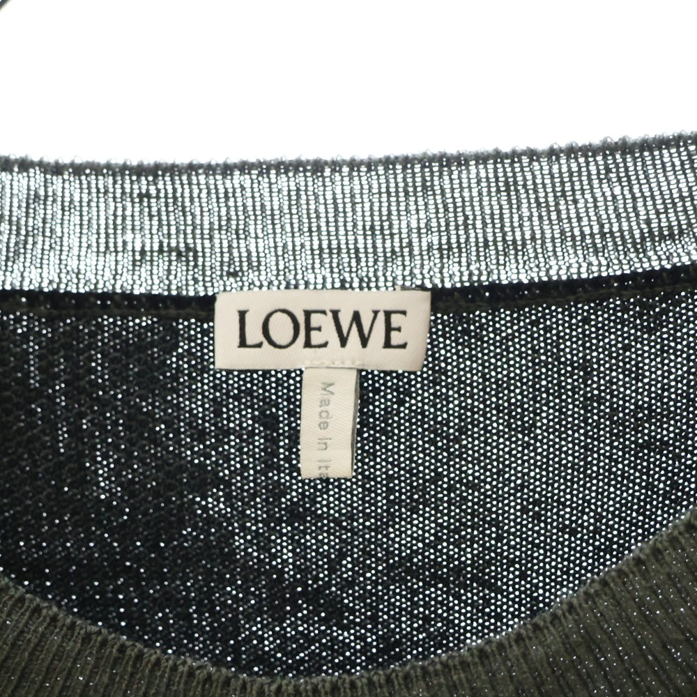 LOEWE(ロエベ) 22AW アナグラム ジャガード セーター 黒×グレー コットン リネン H526Y14KAS